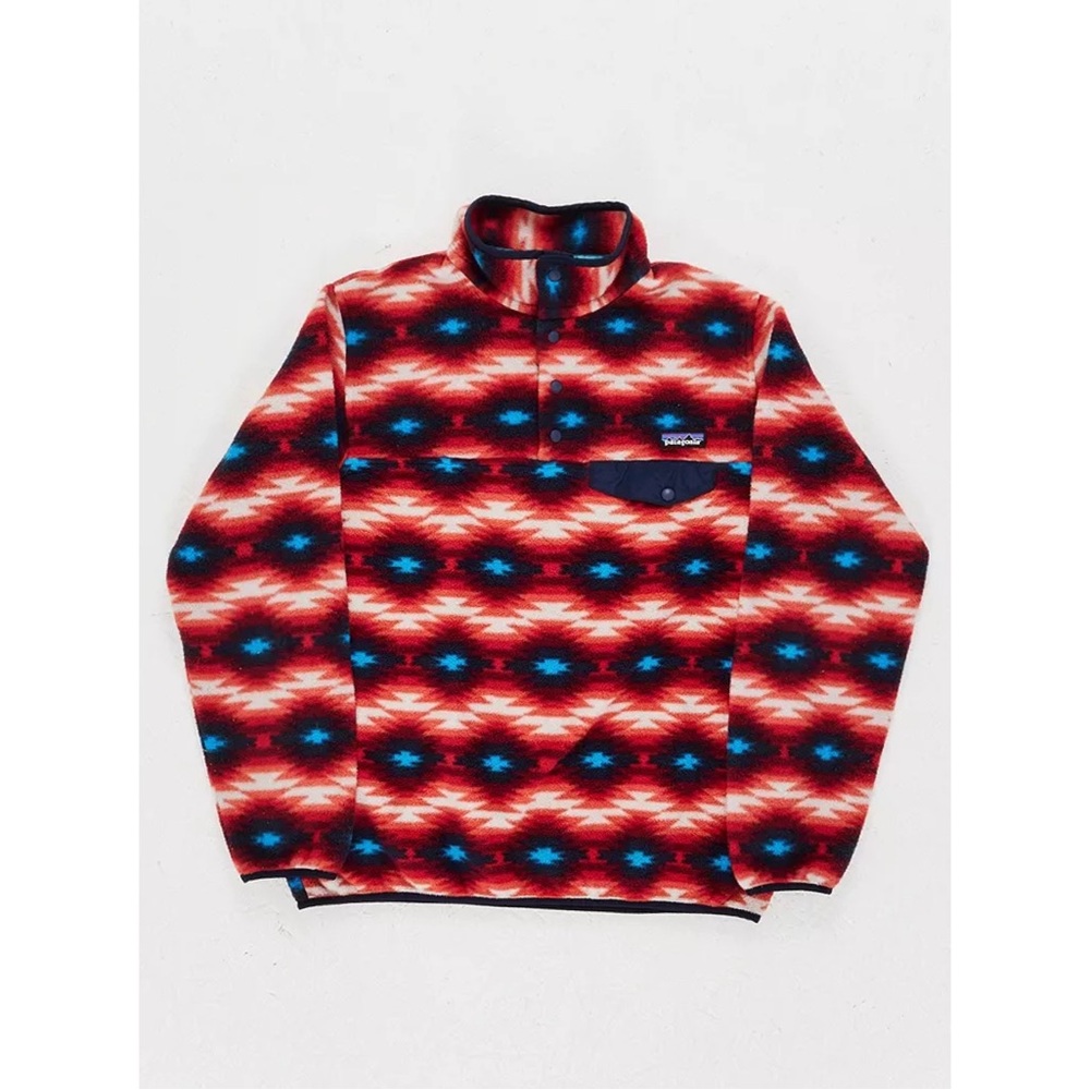 Patagonia Synchilla T Snap Red Wild Desert Aztec Extra Small Fleece Pullover XS